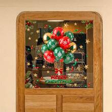 Pegatinas para ventanas navideñas, globos coloridos, estrellas, letras, PVC, para ventanas de vidrio, decoración de otoño, decoración de Halloween, regalo de Navidad, clásico y elegante, , alta tasa de recompra. - Rojo - Ver 3
