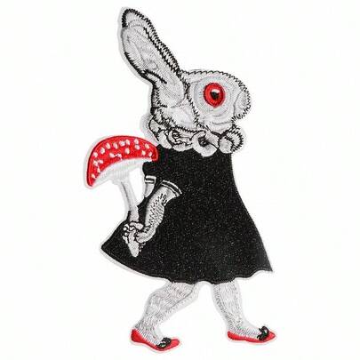 1pc Rabbit Holding A Mushroom Embroidered Patch