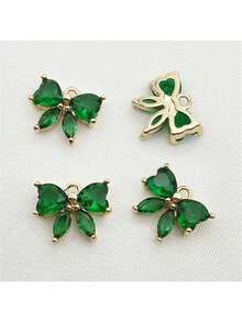 2/4/6pcs Copper-Plated Zirconia Bowknot Pendant, Vintage Hair Clip Earring Necklace Brooch DIY Jewelry Accessories Valentines - Multicolor - View 5