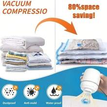 一套超大容量透明高品质真空收纳袋，配有电动真空泵，可用于真空压缩收纳旅行必备品、衣物、床上用品、毯子等。电动真空泵压缩袋套装。情人节和圣诞节礼物优惠。