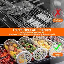 Stainless Steel Grill With Detachable Wooden Handles, Perfect For Outdoor Picnics And Barbecues. No Need To Worry About Grilling Vegetables And Shrimp. - Multicolor - View 8