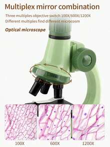 1 szt. Zestaw mikroskopu dla dzieci Zabawki laboratoryjne naukowe, mikroskop biologiczny LED 100-1200X Zabawki edukacyjne do szkoły domowej, instrumenty optyczne dla dzieci