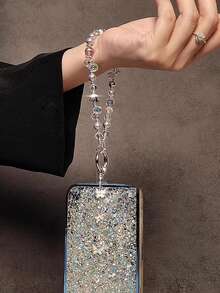 奢华闪亮蝴蝶水钻串珠手机手链带饰链结手机挂绳钥匙扣包相机钥匙扣吊坠礼物送给母亲、家人、朋友、生日、节日手机饰物、手机链 - 蝴蝶串珠 - 查看 4