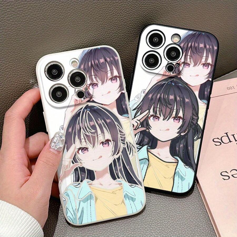 Funda de teléfono de la serie Anime Girl para iPhone 16 única 15PRO, fundas de teléfono esmeriladas 14PROMAX, funda de teléfono móvil mate 13PRO para hombres 14, estética 13, linda 15, 11PRO a prueba de golpes y caídas, 12PRO TPU grueso 16 negro, 13MINI para mujeres 11PROMAX azul, 14PRO carcasa suave gruesa XS/12MINI/11/13PROMAX/12/XR/15PROMAX/12PROMAX/16PLUS/16PROMAX/16PRO/XSMAX/14PLUS/15PLUS - Negro - Ver 1