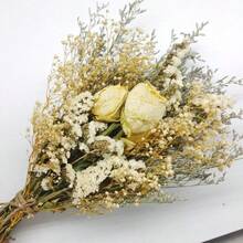 1 Bouquet Mixed Flowers Including Baby's Breath, Eucalyptus, Roses, Natural Plant Flower Bouquet For Vase, Wedding, Bridal Bouquet, Home/Office Decor, Party - Yellow - View 2