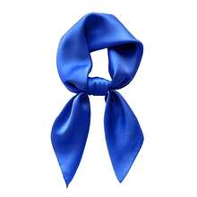 Lastclream Chiffon Square Neck Scarves For Women Handkerchief Retro Satin Ribbon Scarf For Hair Wrapping 23.6inch 26inch,23.6inchRibbon-Blue - 23.6吋絲帶-藍色 - 查看 1