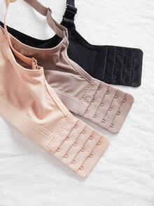 3PCS Lady's Comfortable Casual Wireless Soft Cup Solid Underwear Bra - Multicolor - View 5