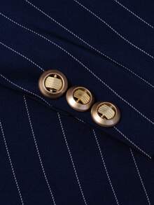 HOMEYEE Striped Fabric Retro Casual Elegant Business Professional Plus Size Suit Pants & Jacket Set