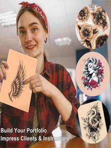 空白纹身练习皮、双面纹身练习皮、假皮纹身和微边眉毛练习皮纹身产品，适合初学者和经验丰富的纹身师。 - 彩色 - 查看 3