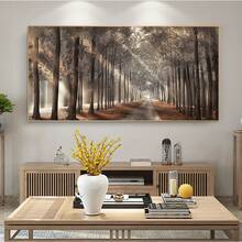 1 Pieza de Pintura en Lienzo de Sol Natural, Póster de Árbol, Arte de Pared de Paisaje Forestal, Impresión Escandinava, Decoración del Hogar, Sin Marco - transparente - Ver 1