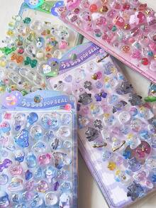 3D立体浮雕箔贴纸，厚实卡通动物水晶手机壳装饰贴纸 - 彩色 - 查看 8