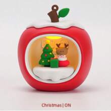 Night Light In The Shape Of A Fruit-Shaped House, Portable Ambient Light With A Christmas Motif - Red - View 7