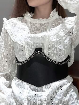 女士时尚宽腰带哥特式束身腰带PU皮革胸衣女士哥特式宽腰带服装配饰女士束身皮具