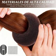 Hair Donut Bun Maker Set Kit de 26 Piezas Accesorios para Peinado 7 Piezas Donut Moño Kit 10 Piezas Horquillas para el Cabello 5 Piezas Bandas Elásticas Hair Bun Shaper Set 4 Pieza Herramienta para Trenzar el Cabello - como en la foto - Ver 5