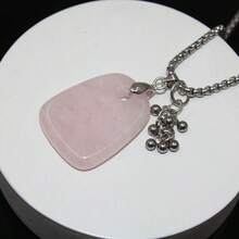 1pc Natural Stone Powder Crystal Lapis Lazuli Sodalite Trapezoid Pendant Necklace, Non-Tarnish Unisex Couples Jewelry, Holiday Gift Craft. - Trapezoidal Pendant - View 14