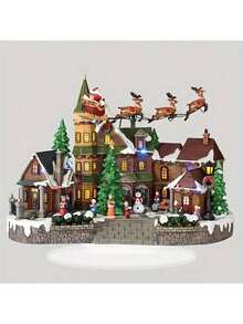 2D 平面，2D 波西米亚亚克力圣诞村桌面装饰 | 圣诞老人和驯鹿雪橇场景，白雪皑皑的房子 | 家庭和办公室的多用途节日展示 | 节日 2D 设计，圣诞节中心装饰 | 冬季村庄风光 | 季节性照明，户外圣诞装饰，2D 平面 - 彩色 - 查看 8