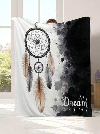1pc Dreamcatcher Art Flannel Blanket / Bohemian-Style Soft And Warm Seasonal Rug / Gift Square Rug / Unique Home Decor / Dreamy Style Blanket For Bed And Sofa