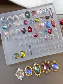 1件复古3D相框美甲宝石硅胶美甲模具美甲饰品模具美甲雕刻模板，适用于树脂美甲装饰配件DIY美甲用品