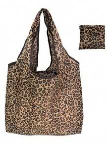 Bolso de mano grande de mujer de poliéster resistente con estampado de leopardo, de gran capacidad, plegable, portátil, de moda, impermeable, resistente y reutilizable, con un pequeño bolso a juego con un diseño de patrón único en toda la superficie, bolsa de compras de gran capacidad - Multicolor - Ver 14