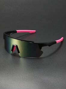 1副男士经典超大塑料镜框一体式时尚运动眼镜，保护眼睛，适合户外骑行和日常生活佩戴。 - 彩色 - 查看 11