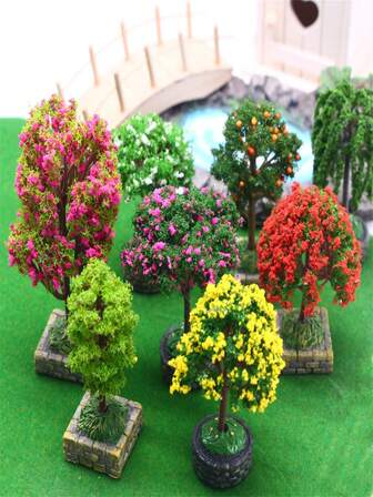 Mini Garden Artificial Flower Tree Decor, Micro Landscape Diorama Photography Prop, Landscape Tree
