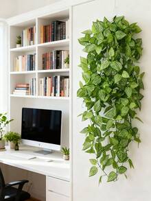 1 Piece Of Artificial Hanging Plants, Outdoor Artificial Plants, Fake Hanging Plants, Imitation Hanging Ivy Plants, UV-Resistant Plastic Plants, Valentine's Day Gifts - Green - View 2