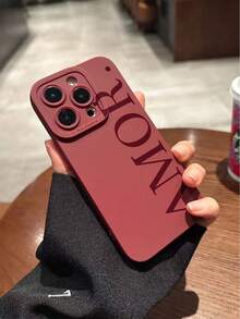 1pc Perforated Edge Letter Printed Thick Shockproof Painted Phone Case, Compatible With IPhone 17pro/17Air /17/17promax16/11/16pro/16plus/16promax/16e/15Promax/13/14/12/XS/XR/7G/8P