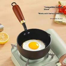 Milk And Soup Pot With Wooden Handle - Suitable For Induction Cookers, Ideal For Whipping Cream, Boiling Water, And Making Soup, A Must-Have Kitchen Utensil, Stove Compatible With Cookware | Stylish Cookware | Durable Cookware, Suitable For Boiling, Stewing, Frying, And Sauces - Compatible With Gas And Induction Cookers - A Must-Have For Home Kitchens - Multicolor - View 7