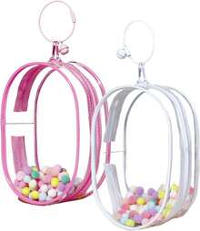 2PCS Large Clear Figure Display Bag Compatible With 7Inche Blind Box Doll PVC Protective Case Portable Carrying PouchChristmas - Đen + Hồng đậm - Xem 6