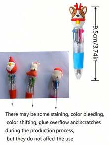 20pcs-Christmas Multicolor Ballpoint Pens, Christmas Ballpoint Pens, Creative Cute Christmas Neutral Pens, Vibrant Assorted Colors With Santa, Reindeer & Snowman Toppers, Retractable 4-Color Ink, Durable ABS Body, Ideal For Holiday Journaling & Gift Giving, Holiday Party SchoolSupplies StudentsRewards Christmas Gifts Christmas Stationery Gift Water Pen Christmas(Random Pattern) - Multicolor - View 11