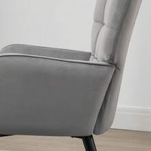HOMCOM Armchair With Ottoman, Lounge Chair, Relaxation Chair, Upholstered Chair, Velvet Look, TV Chair, Dining Chair Up To 120 Kg, Light Grey, On Site - 1 - View 7