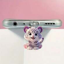 1个新款可爱小老虎亚克力2D扁平防尘塞，兼容苹果Lightning和Type-C椭圆形接口手机，精美礼品 - 多色1 - 查看 3