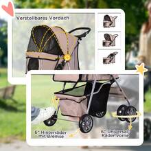PawHut Dog Stroller/Trailer In Coffee Brown, Lightweight, Foldable And Practical. - Brown - View 3