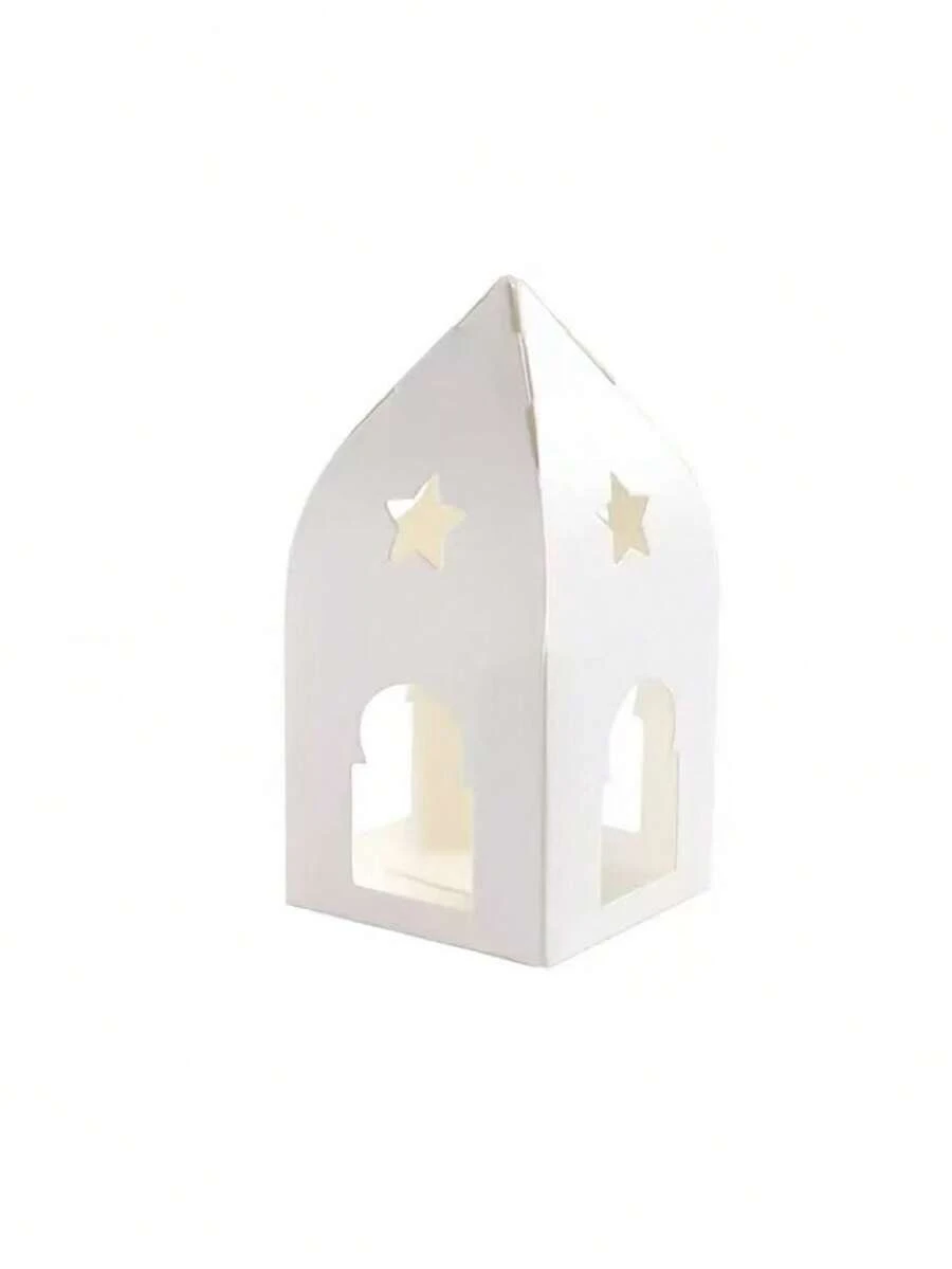 10个白色城堡造型透明窗口礼盒，适用于婚礼、生日、节日派对等场合 - 白色 - 查看 1