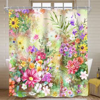 1 pieza Hermosa cortina de ducha con estampado de plantas y flores que es perfecta para la decoración del baño, decoración universal de la habitación, decoración del hogar y accesorios de baño