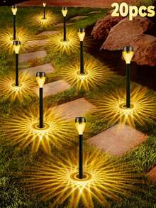 20-Piece Solar Garden Lights, Path Lawn Landscape Ambience Lighting, 40mah,Automatically Illuminated, Christmas New Year Thanksgiving Outdoor Decorative Lights - Warm Light - View 2