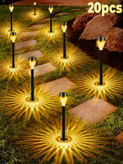 20-Piece Solar Garden Lights, Path Lawn Landscape Ambience Lighting, 40mah,Automatically Illuminated, Christmas New Year Thanksgiving Outdoor Decorative Lights