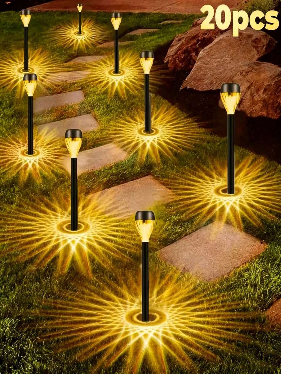 20-Piece Solar Garden Lights, Path Lawn Landscape Ambience Lighting, 40mah,Automatically Illuminated, Christmas New Year Thanksgiving Outdoor Decorative Lights