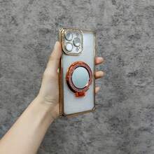 Glitter Lens Film Mirror Stand Compatible With IPhone 17 Pro Max Phone Case, 16 Pro Magnetic Full Coverage 15 Air Cushion Anti-Fall 14 Anti-Fingerprint 13 Long-Lasting Non-Yellowing 12 Protective Case 11, Anti-Fingerprint Protective Case, Phone Protection, Fashionable Phone Case, Decorative Phone Accessories, High-Quality Material, Durable Phone Case, Shock-Proof Protective Case, Smartphone Protection