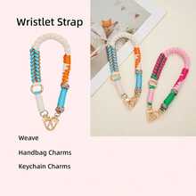 Colourful Keychain Wristlet For Women Cute Woven Wrist Key Lanyard Strap For Car Keys Handbag Denim JeansChristmas - C - View 3