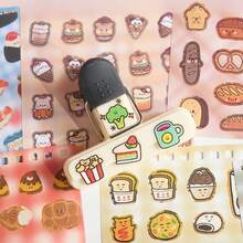 50款可爱面包小偷主题螺旋贴纸书，日式甜点贴纸，韩式精美设计日记本，DIY装饰手机贴纸，笔记本贴纸，贴纸书，金属质感手机贴纸，圣诞节和派对礼物的完美之选。剪贴簿用品，趣味贴纸，笔记本电脑贴纸，Kindle贴纸 - 彩色 - 查看 5