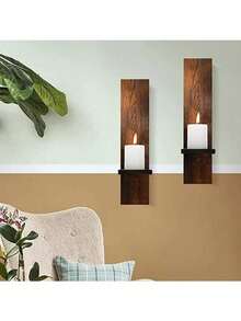 壁烛台（两件套）、装饰性木质烛台、农舍烛台、客厅墙壁装饰 - 2 Pieces - 查看 5