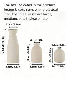 3pcs Ceramic Matte Vase For Home Decor, Modern And Minimalist Decorative Vase Set For Pampas Grass, Flower Vases For Rustic Home Decor, Boho Vase For Farmhouse Living Room Dining Room Tabletop Bookshelf Centerpiece Table Deco Christmas - Multicolor - View 7