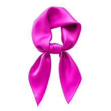 Lastclream Chiffon Square Neck Scarves For Women Handkerchief Retro Satin Ribbon Scarf For Hair Wrapping 23.6inch 26inch,23.6inchRibbon-HotPink - 23.6吋絲帶-亮粉色 - 查看 1
