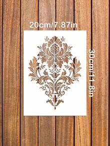 Vintage Floral Pattern A4 Template For DIY Wall Art, Scrapbooking, Embossing And Card Making - Durable Plastic Template With Intricate Brown And White Flower Design, Reusable Craft Wall Stencil - one-size - View 3