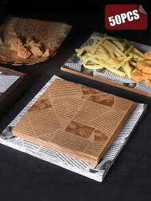 50 piezas de papel de hornear, papel de envolver sándwiches, suministros de repostería (la posición del patrón es irregular y aleatoria) - Multicolor - Ver 10