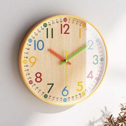 MO-N Silent 12-Inch Wall Clock, Non-Ticking Battery Operated Colorful Clock For Classroom, Bedroom, School, Analog ...