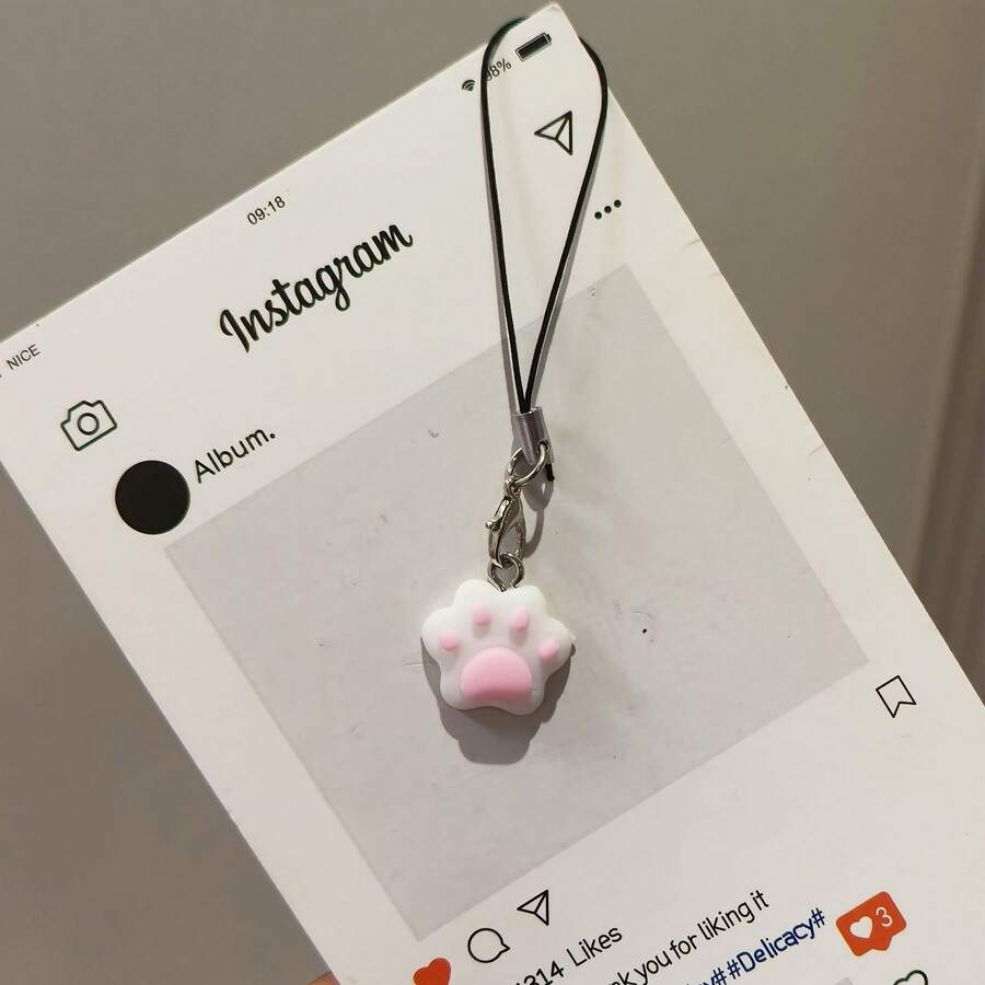 Adorable Cat Paw Phone Charm, USB Flash Drive Pendant, Pencil Case Pendant, Decorative Item For Girls. - 粉紅色貓爪吊墜 - 查看 1