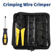 Ratchet Wire Crimping Set/ 8 Interchangeable Jaws Insulated And Non-Insulated Terminals , Wire Stripper Include,Exposed/Tubular/Coaxial Cable/Cap-Shaped/Insulated Terminal Connector Electrical Clip - màu đen - Xem 7