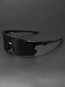 1副男士经典超大塑料镜框一体式时尚运动眼镜，保护眼睛，适合户外骑行和日常生活佩戴。 - 彩色 - 查看 3